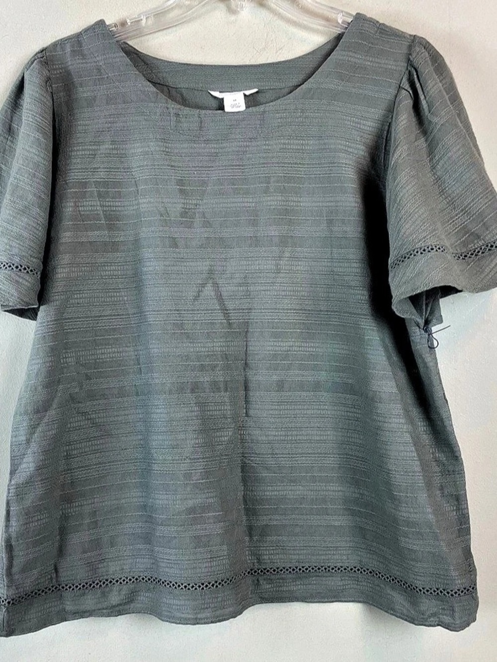 NWOT Caslon Cotton Textured Blouse in Gray Size XS